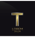 golden t letter emblem vector image