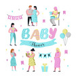 baby shower pregnant mother flat characters vector image