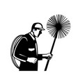 chimney sweeper holding a sweep or broom and rope vector image