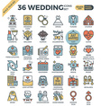 wedding love outline color icons vector image