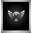 shield with biohazard symbol and wings vector image vector image