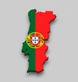 3d isometric map portugal with national flag vector image
