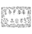black hand drawn flower frame border vector image
