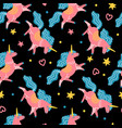 seamless pattern pink unicorns blue main vector image vector image