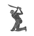silhouette batsman playing cricket on a white vector image vector image