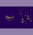 happy diwali banner with lantern in purple vector image vector image