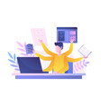 multitasking man in office vector image vector image