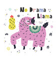 no drama llama funny print with hand drawn vector image vector image