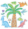 set of dinosaur scribble style vector image vector image