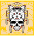 wolf with skull hand drawing vector image vector image