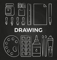 hand drawn linear drawing stationery icons vector image