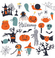 set halloween cute cartoon characters vector image