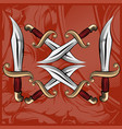 hand drawn with a crossed machetes and divergent vector image