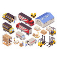 warehouse services isometric set vector image