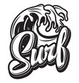 monochrome calligraphic inscription surfing vector image