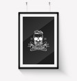 barbershop logo angry sticker with skull vector image vector image