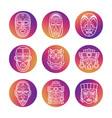 bright icons with white african tribal vodoo masks vector image vector image