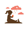 girl holding an easter egg with a rabbit vector image
