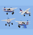 set small turbo propelled airplane in cartoon vector image vector image