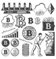 vintage bitcoin currency elements collection vector image