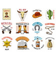 cowboy set badges wild west rodeo or indians vector image