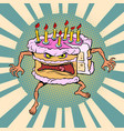funny angry cake a bad birthday holiday sweet vector image