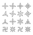 set shuriken line icons images vector image