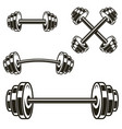set powerlifting barbells isolated on white vector image