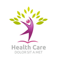 healthcare logo human character leaves people vector image