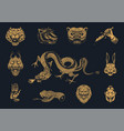 set fashion patches tattoo artwork bear vector image vector image