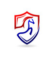 racing horse logo with shield concept vector image vector image