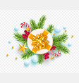 gift box with a gold bow tree branchesrowan vector image vector image