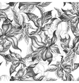 monochrome seamless background with exotic flowers vector image