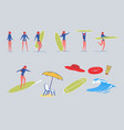 surfer woman characters with beach items vector image