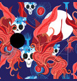 seamless design of plants and skulls for halloween vector image vector image
