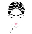 women short hair style icon logo face vector image