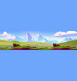 cartoon nature landscape green valley with grass vector image