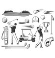 golfer with club golf sport items set vector image