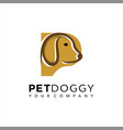 letter p logo design in combination with dogs vector image