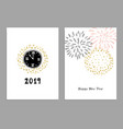 set of happy new year 2019 greeting cards party vector image