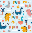 baby pattern with dinosaurs hand-drawn vector image