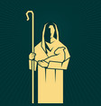 good shepherd with a sheep in his arms vector image vector image