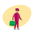 hotel employee helps to transfer luggage to room vector image