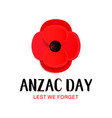 anzac day card paper cut red poppy flower vector image