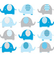 blue cute elephant collections vector image vector image