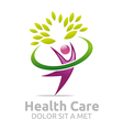 healthcare logo human character leaves people vector image