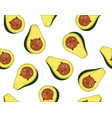 kawaii avocado seamless pattern vector image vector image