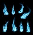 natural gas blue fire long trails isolated set vector image vector image