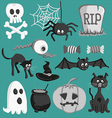 set of halloween cartoon icons vector image