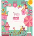 spring background with cuteicons and frame vector image